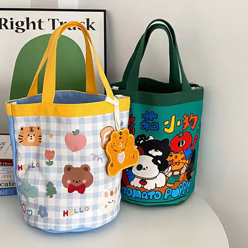 Bento Box Two Tier - Portable Cute Animal Pattern Graffiti Bucket